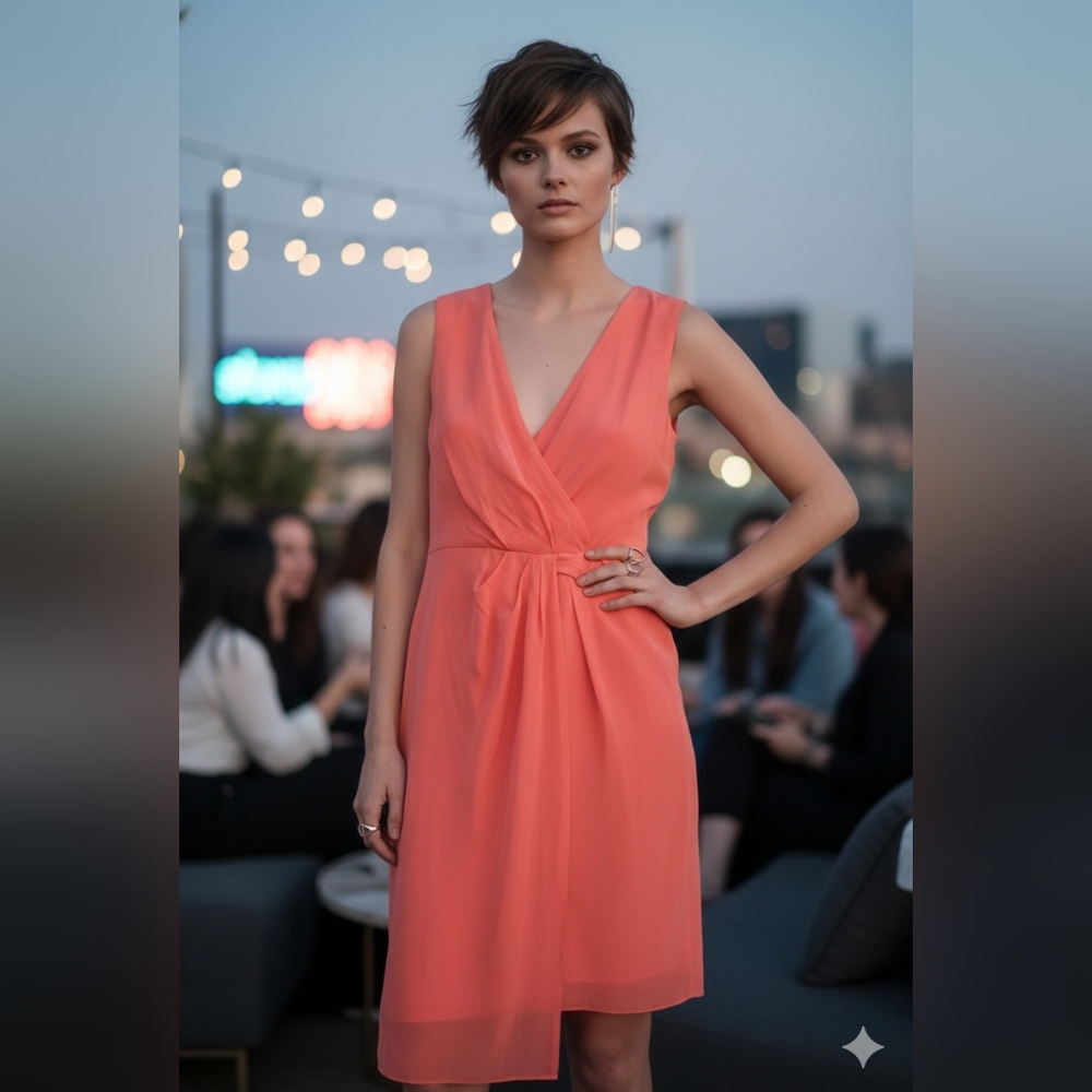 ALL SAINTS😈100%SILK (Orig$379)Elegant PINK/PEACH Sleeveless Dress Sz 4